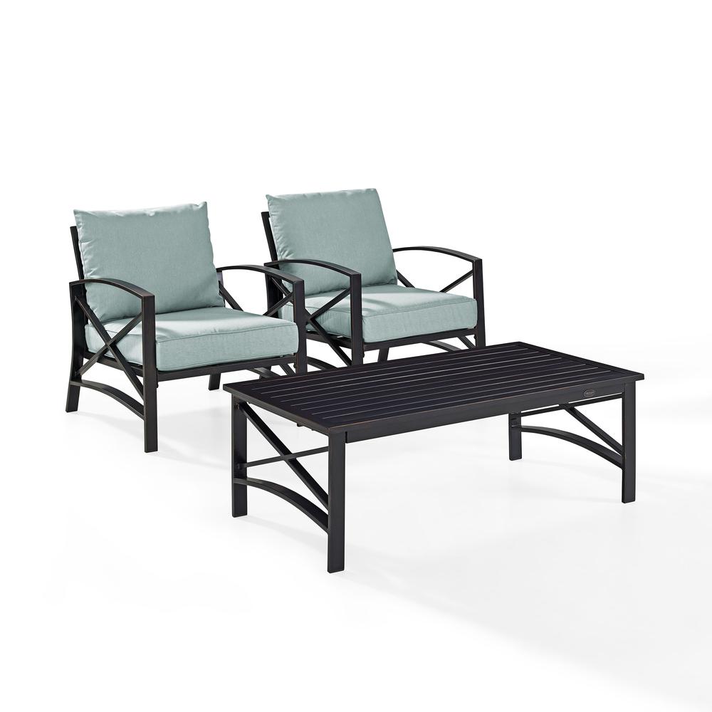 Kaplan 3Pc Outdoor Chat Set Mist/Oil Rubbed Bronze - 2 Chairs, Coffee Table. Picture 1