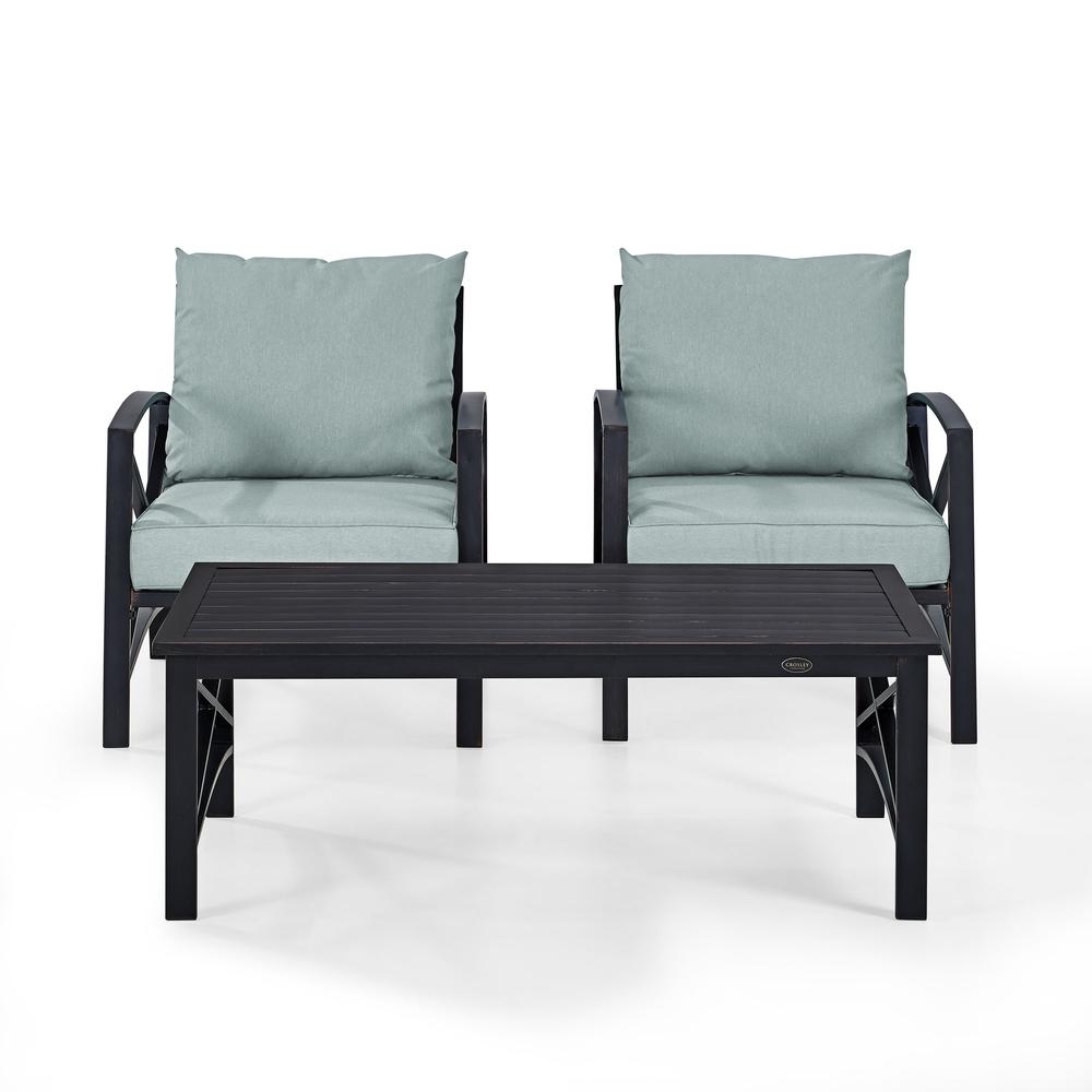 Kaplan 3Pc Outdoor Metal Armchair Set Mist/Oil Rubbed Bronze - Coffee Table & 2 Chairs. Picture 6