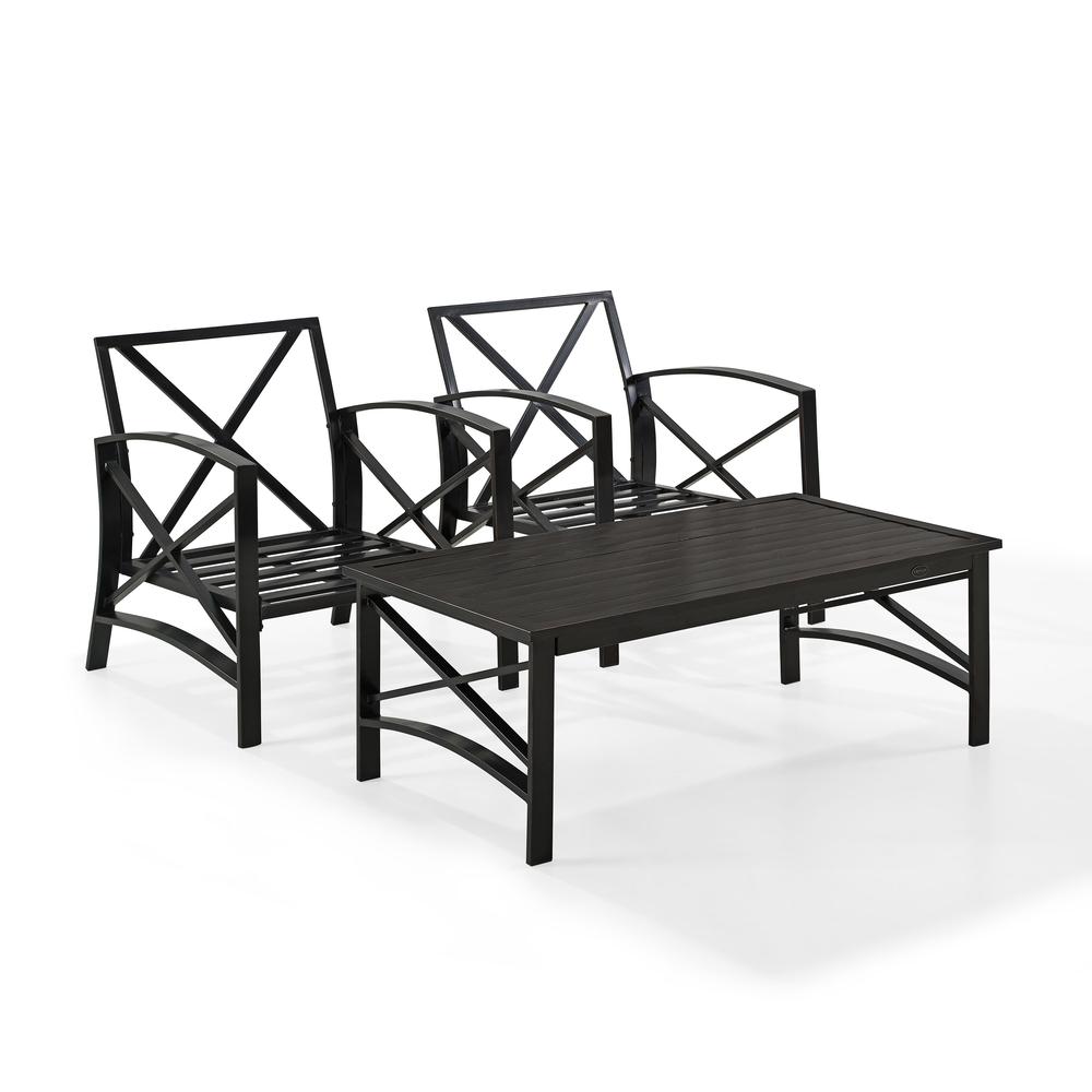 Kaplan 3Pc Outdoor Metal Armchair Set Mist/Oil Rubbed Bronze - Coffee Table & 2 Chairs. Picture 8