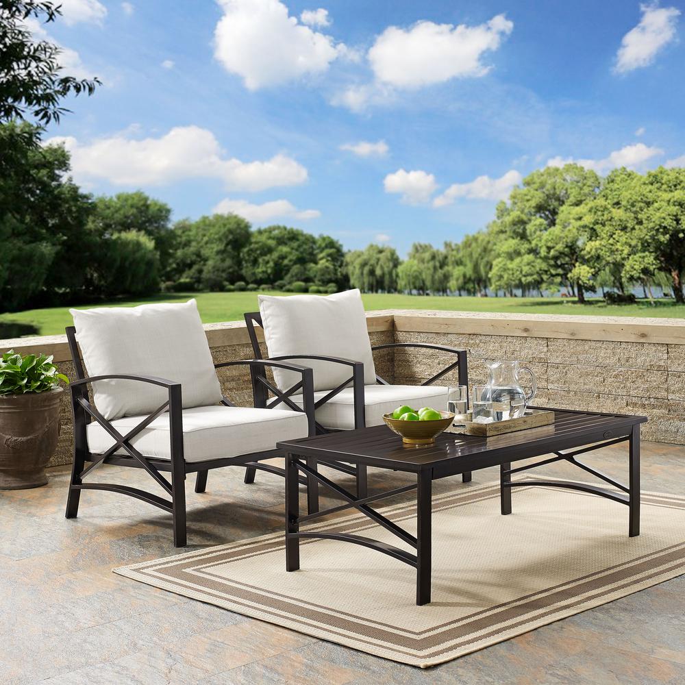 Kaplan 3Pc Outdoor Chat Set Oatmeal/Oil Rubbed Bronze - 2 Chairs, Coffee Table. Picture 2