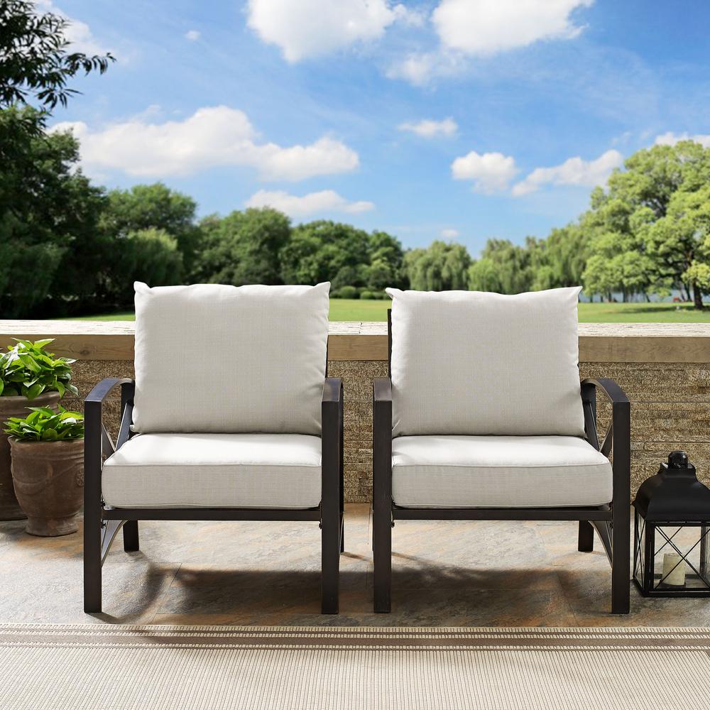 Kaplan 2Pc Outdoor Metal Armchair Set Oatmeal/Oil Rubbed Bronze - 2 Chairs. Picture 3