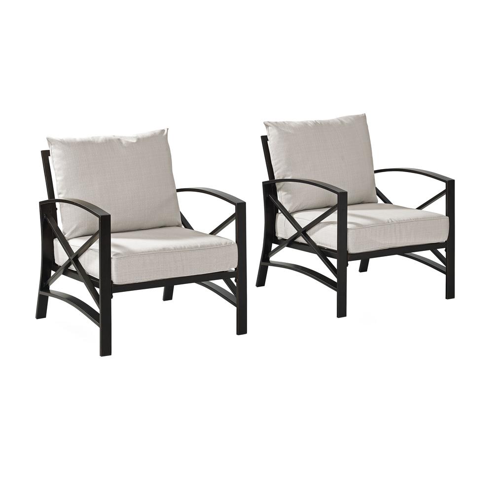 Kaplan 2Pc Outdoor Metal Armchair Set Oatmeal/Oil Rubbed Bronze - 2 Chairs. Picture 4