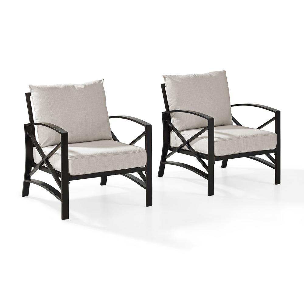 Kaplan 2Pc Outdoor Metal Armchair Set Oatmeal/Oil Rubbed Bronze - 2 Chairs. Picture 1