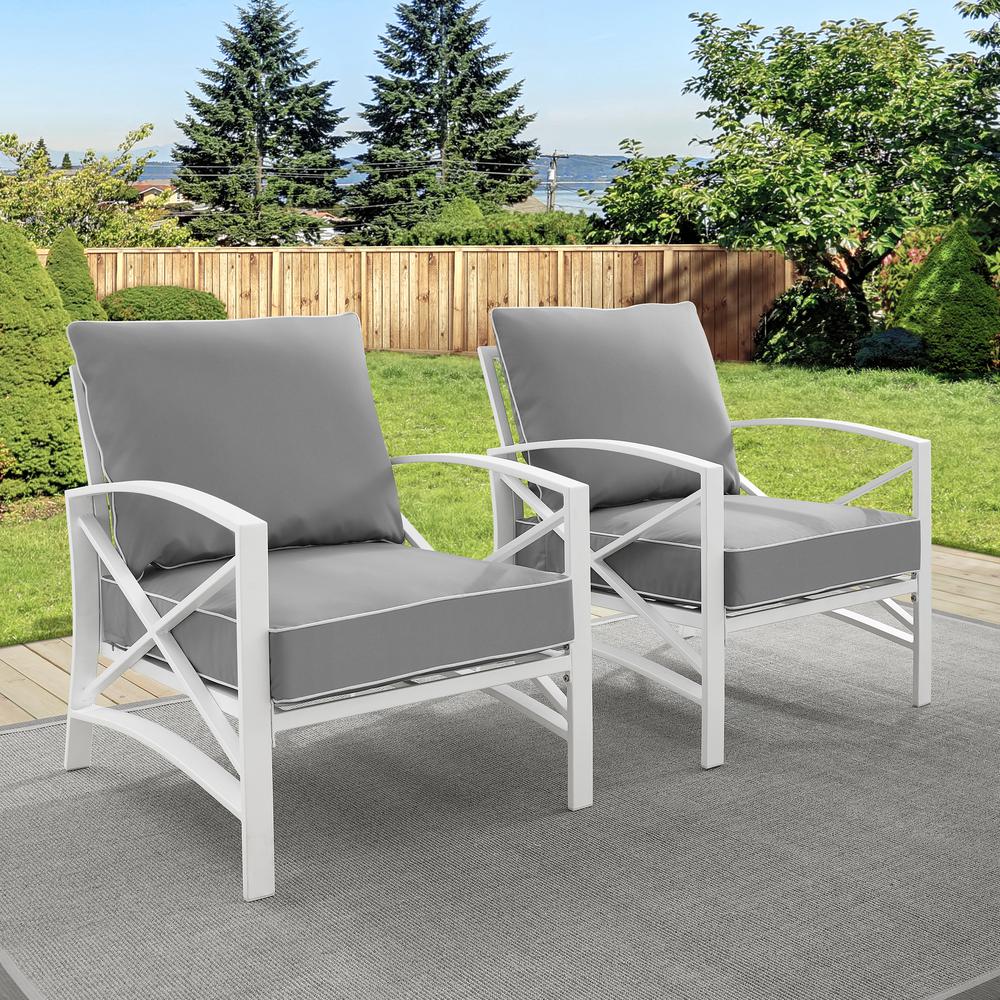 Kaplan 2Pc Outdoor Metal Armchair Set Gray/White - 2 Chairs. Picture 3