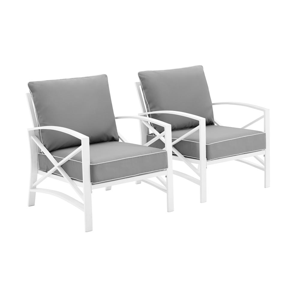 Kaplan 2Pc Outdoor Metal Armchair Set Gray/White - 2 Chairs. Picture 4