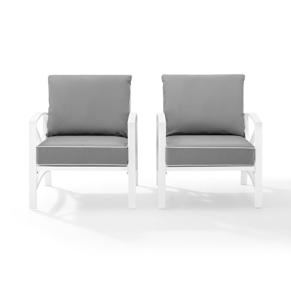 Kaplan 2Pc Outdoor Metal Armchair Set Gray/White - 2 Chairs. Picture 1