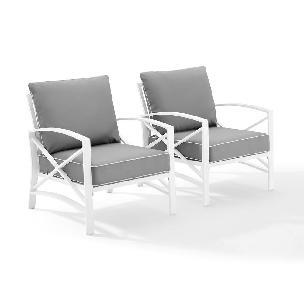 Kaplan 2Pc Outdoor Metal Armchair Set Gray/White - 2 Chairs. Picture 6