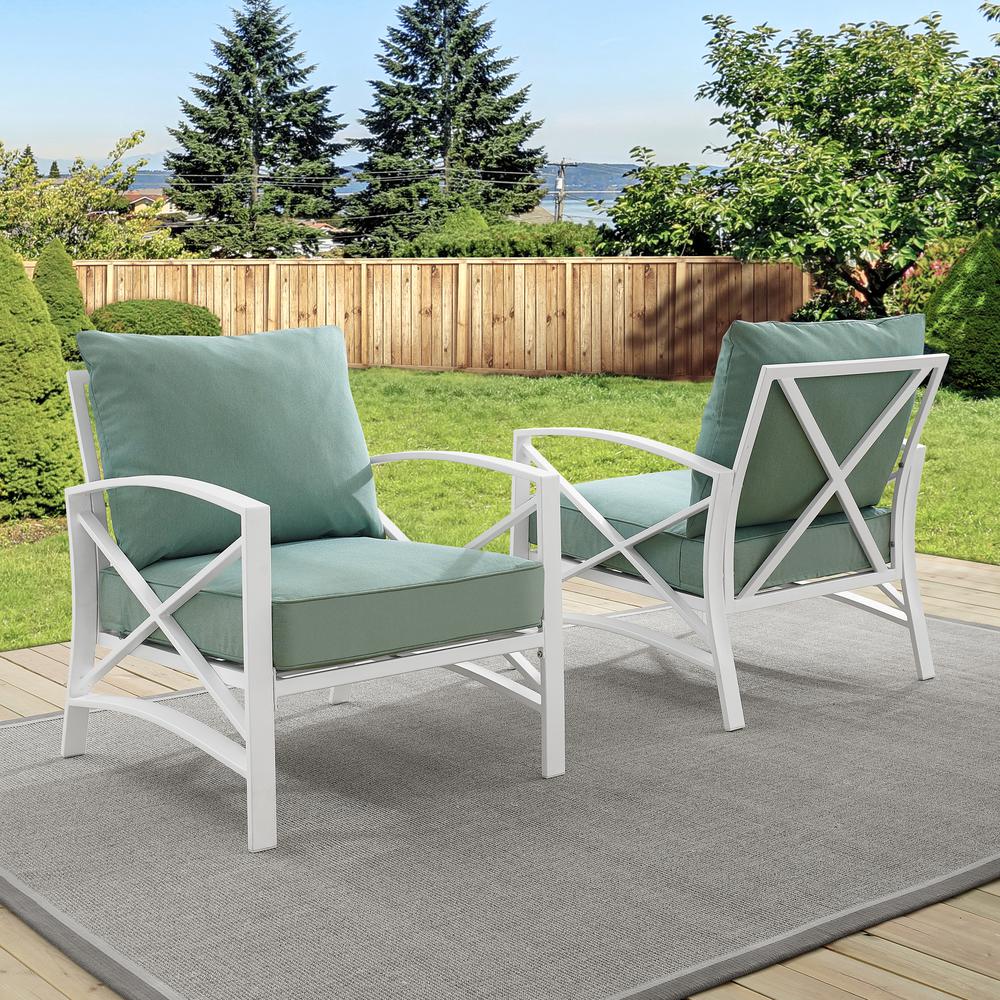 Kaplan 2Pc Outdoor Metal Armchair Set Mist/White - 2 Chairs. Picture 2