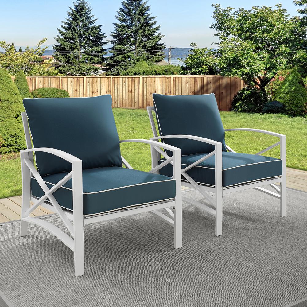 Kaplan 2Pc Outdoor Chair Set Navy/White - 2 Chairs. Picture 3