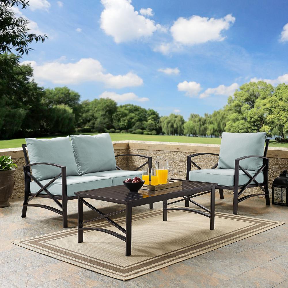 Kaplan 3Pc Outdoor Conversation Set Mist/Oil Rubbed Bronze - Loveseat, Chair , Coffee Table. Picture 2