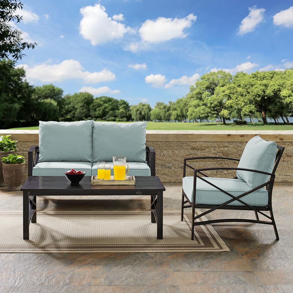 Kaplan 3Pc Outdoor Conversation Set Mist/Oil Rubbed Bronze - Loveseat, Chair , Coffee Table. Picture 3