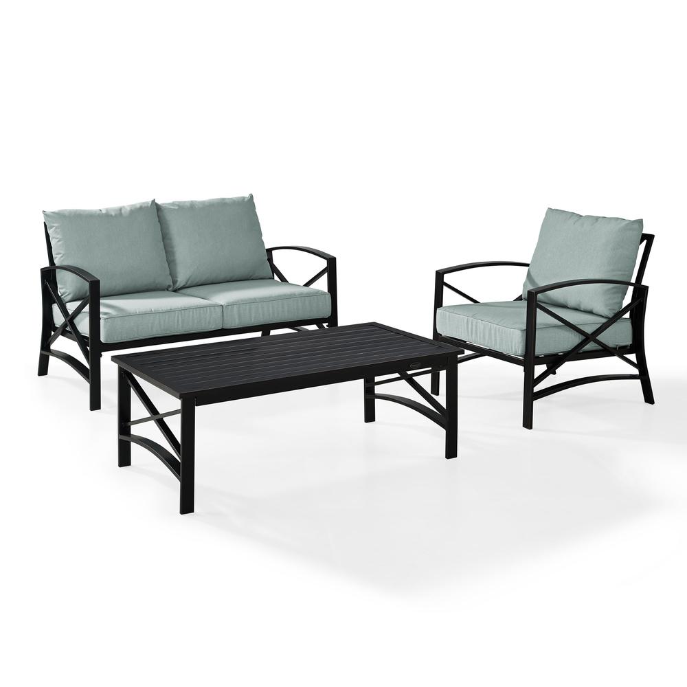 Kaplan 3Pc Outdoor Conversation Set Mist/Oil Rubbed Bronze - Loveseat, Chair , Coffee Table. Picture 1