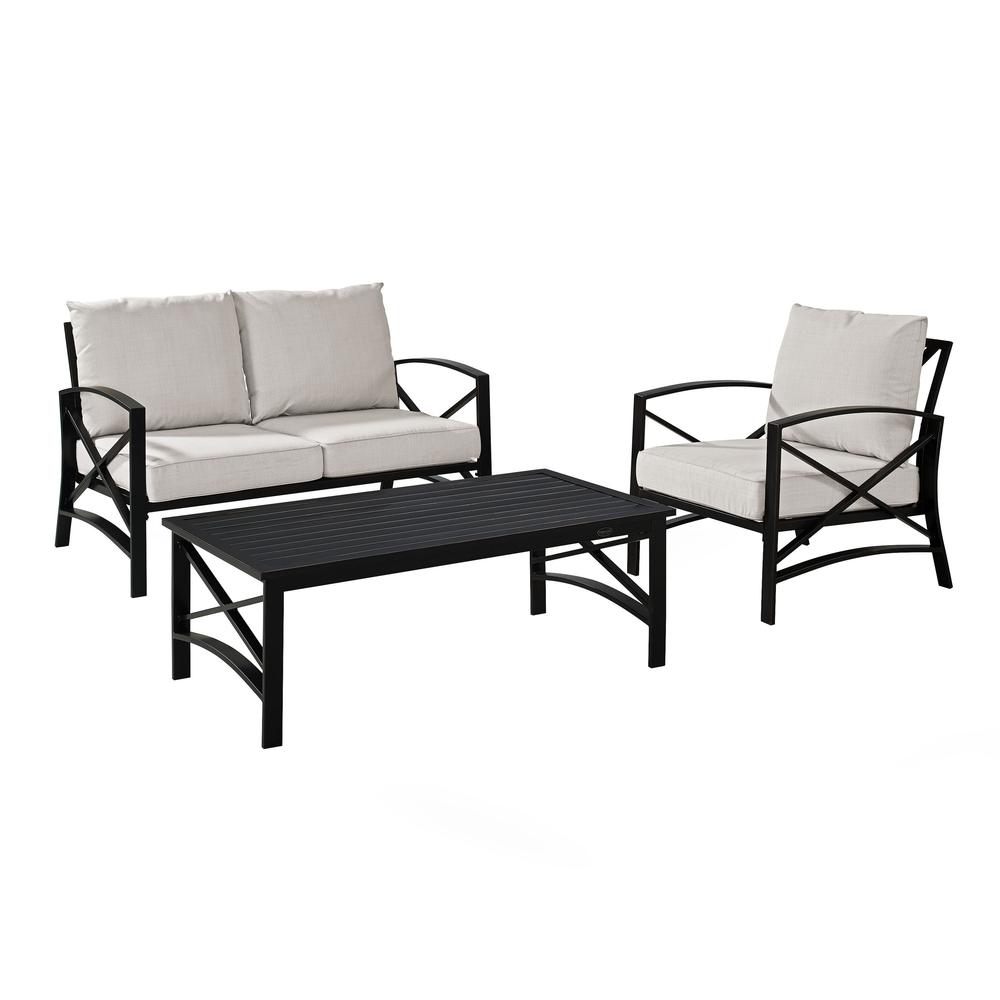 Kaplan 3Pc Outdoor Conversation Set Oatmeal/Oil Rubbed Bronze - Loveseat, Chair , Coffee Table. Picture 3