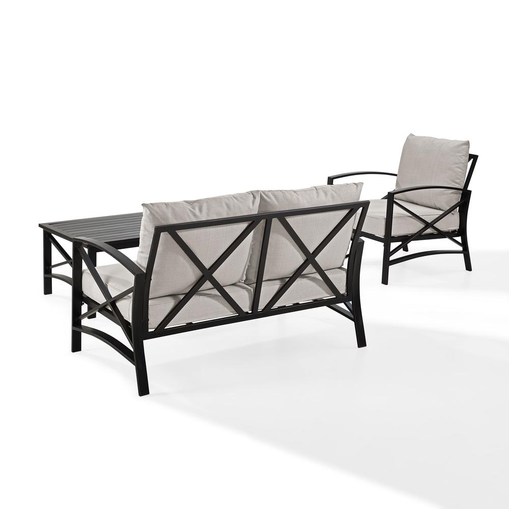 Kaplan 3Pc Outdoor Metal Conversation Set Oatmeal/Oil Rubbed Bronze - Loveseat, Chair, & Coffee Table. Picture 6
