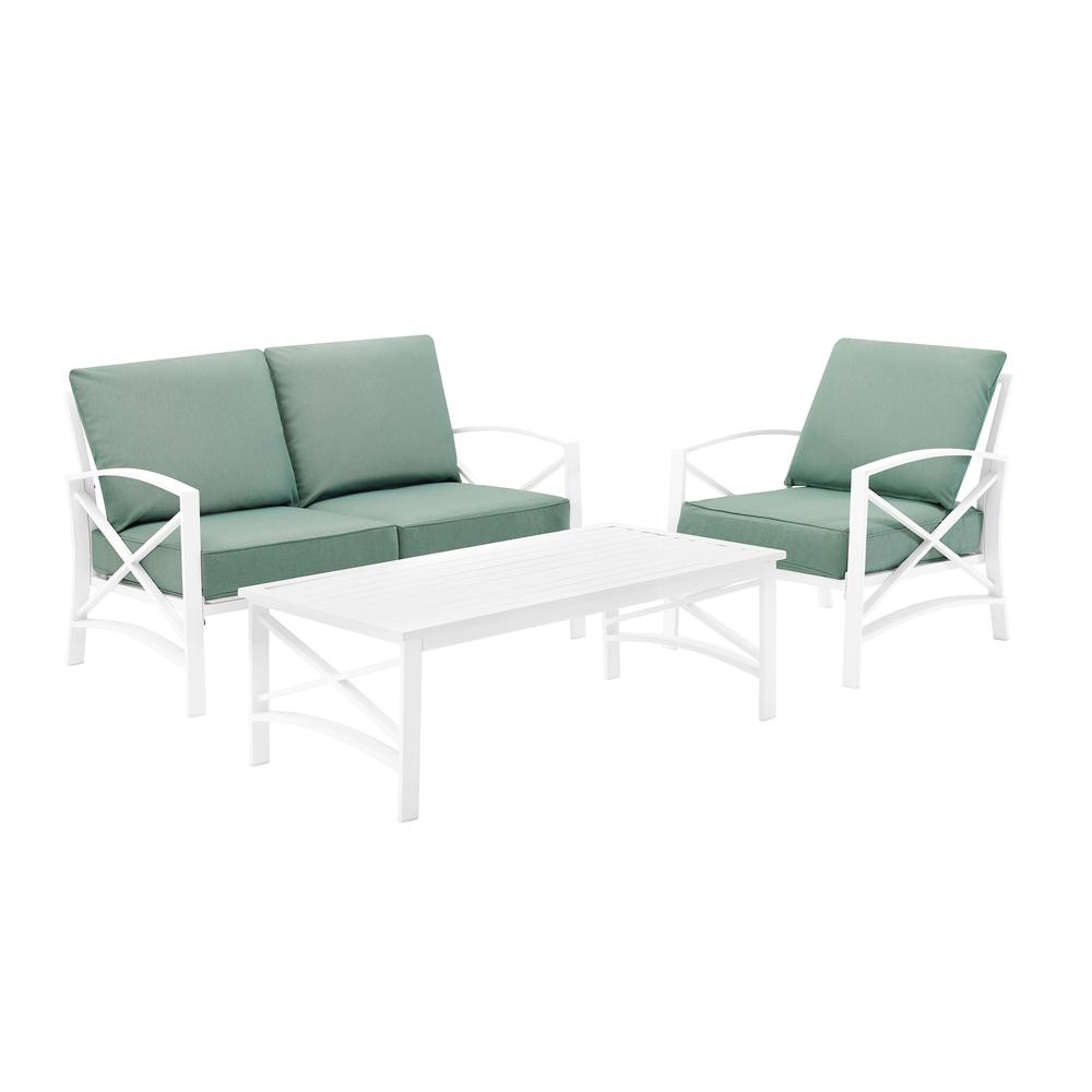 Kaplan 3Pc Outdoor Metal Conversation Set Mist/White - Loveseat, Chair , & Coffee Table. Picture 4