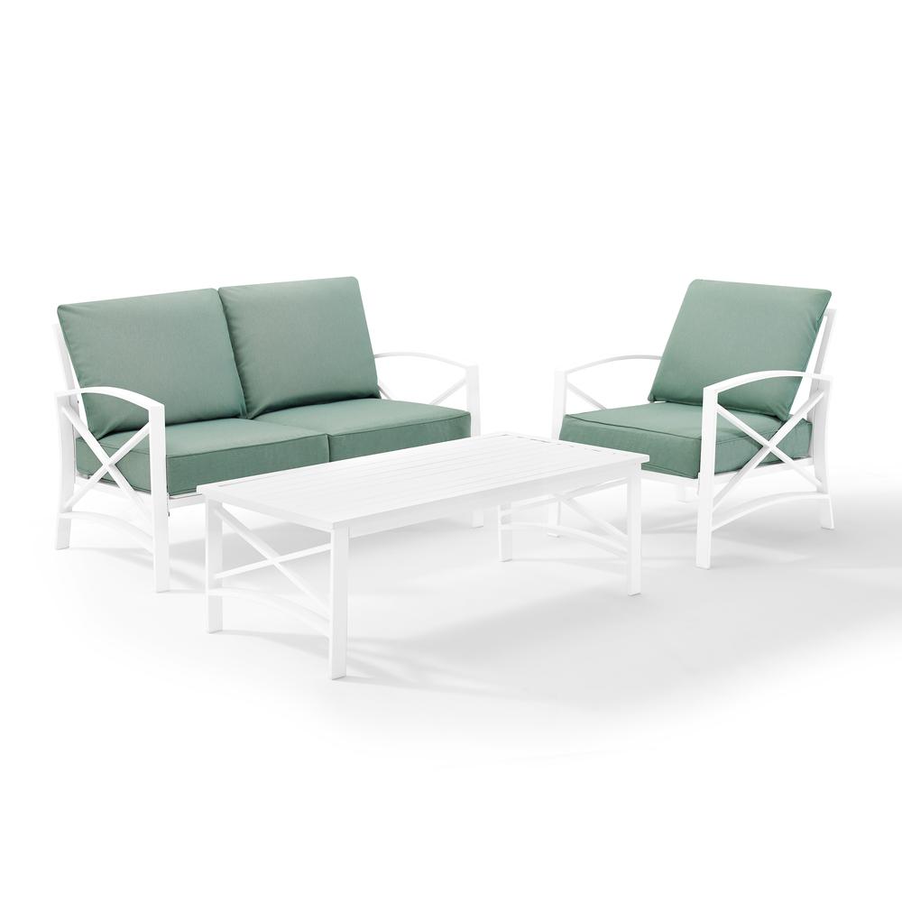 Kaplan 3Pc Outdoor Metal Conversation Set Mist/White - Loveseat, Chair , & Coffee Table. Picture 6