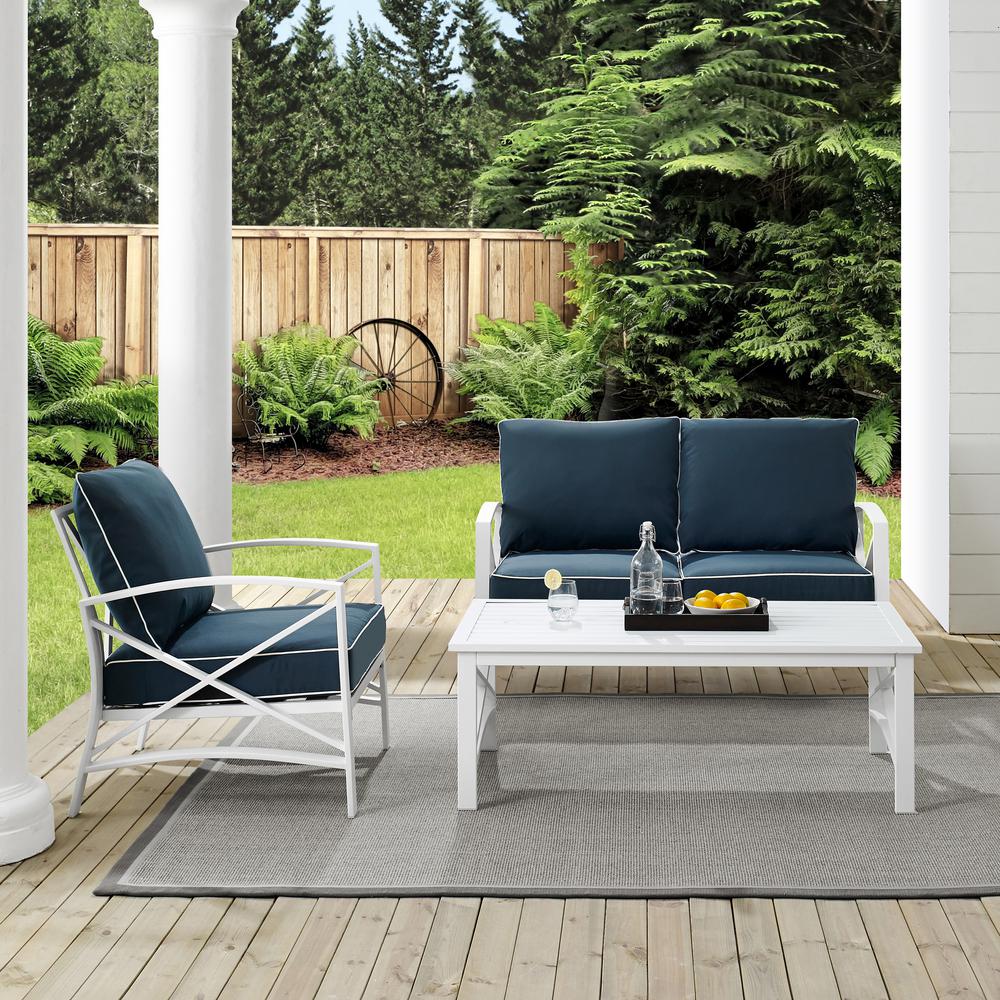 Kaplan 3Pc Outdoor Conversation Set Navy/White - Loveseat, Chair , Coffee Table. Picture 3