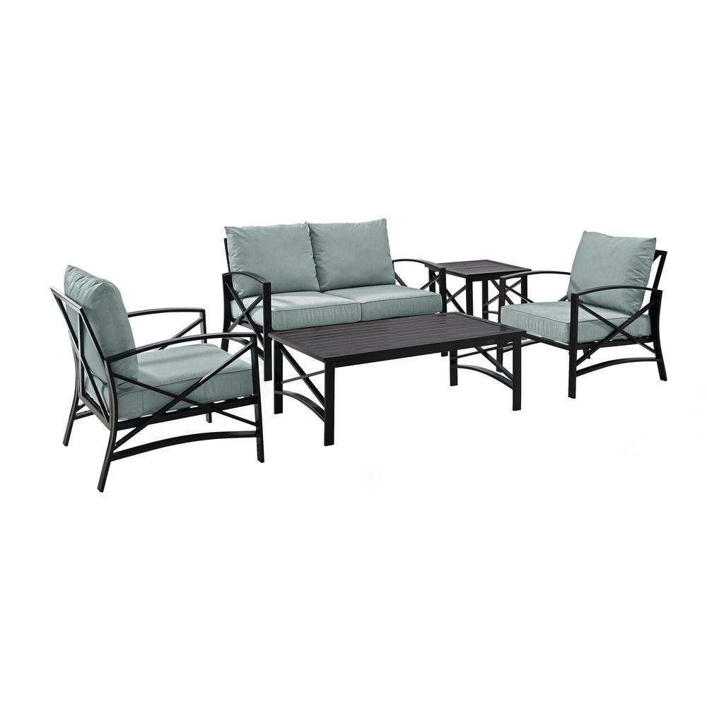 Kaplan 5Pc Outdoor Metal Conversation Set Mist/Oil Rubbed Bronze - Loveseat, Coffee Table, Side Table, & 2 Armchairs. Picture 4