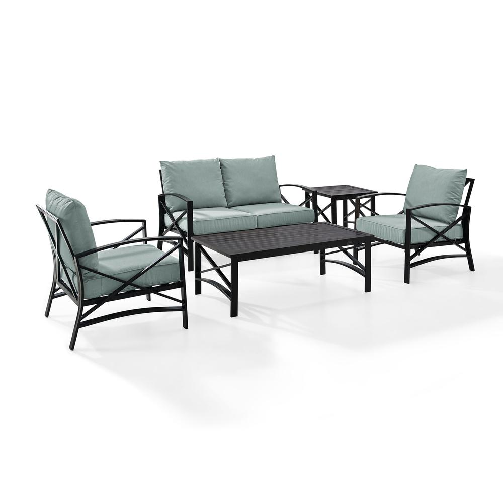 Kaplan 5Pc Outdoor Metal Conversation Set Mist/Oil Rubbed Bronze - Loveseat, Coffee Table, Side Table, & 2 Armchairs. The main picture.