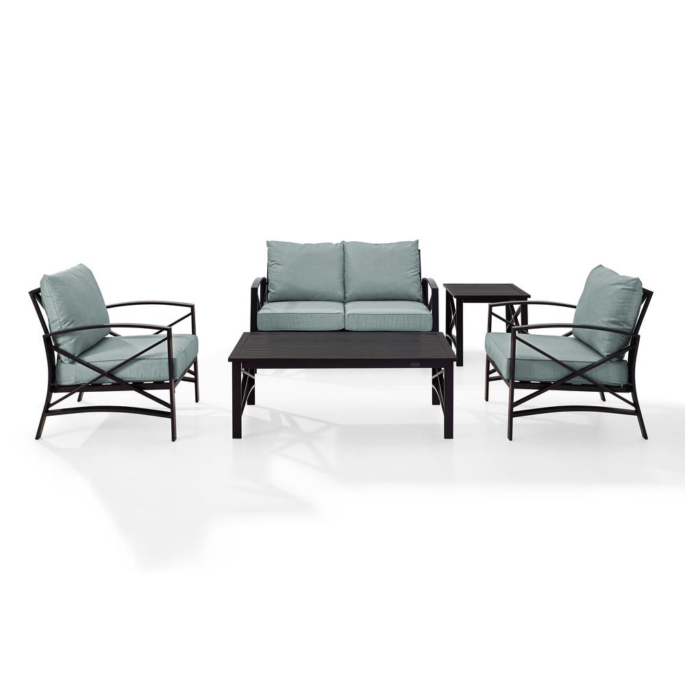 Kaplan 5Pc Outdoor Metal Conversation Set Mist/Oil Rubbed Bronze - Loveseat, Coffee Table, Side Table, & 2 Armchairs. Picture 6