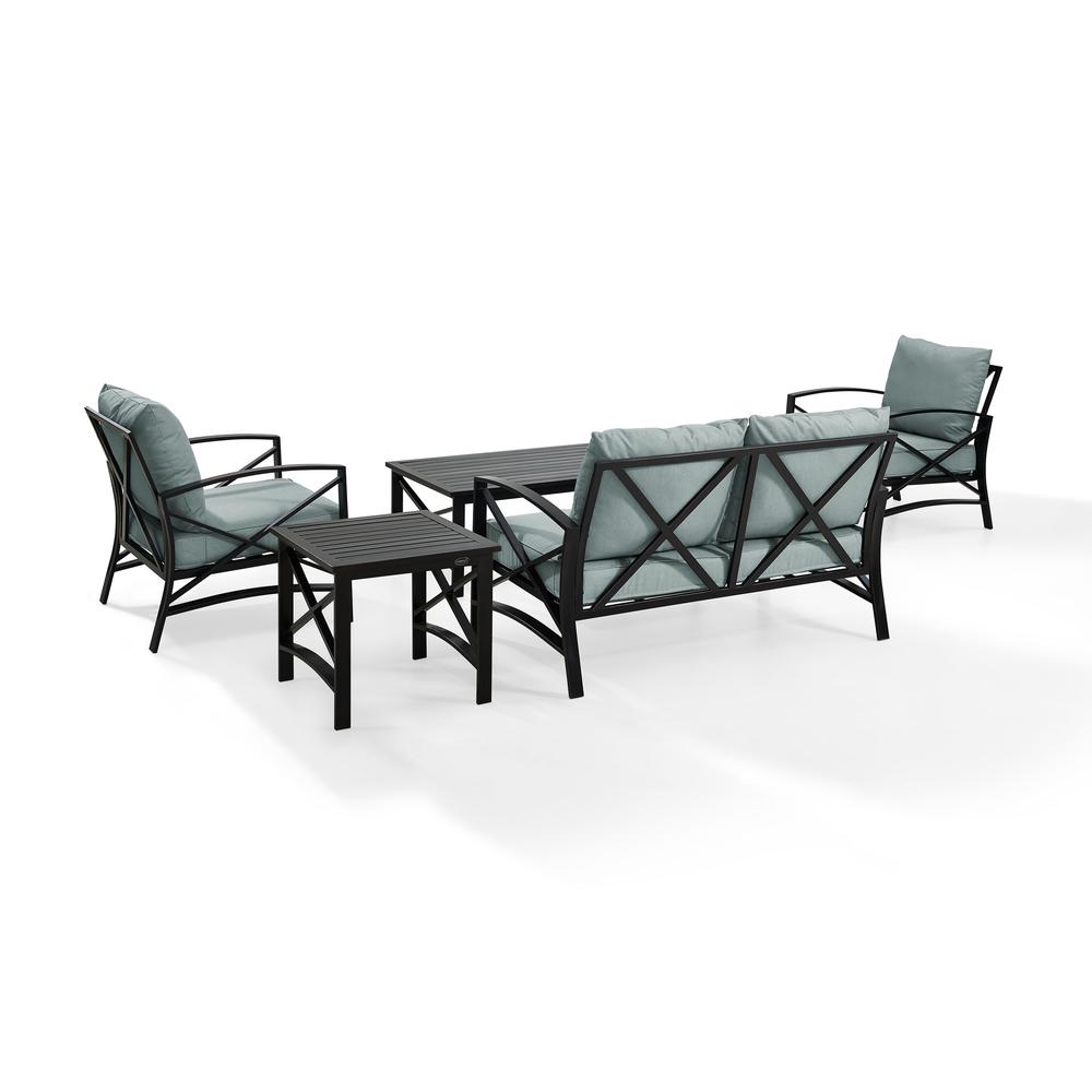 Kaplan 5Pc Outdoor Metal Conversation Set Mist/Oil Rubbed Bronze - Loveseat, Coffee Table, Side Table, & 2 Armchairs. Picture 7