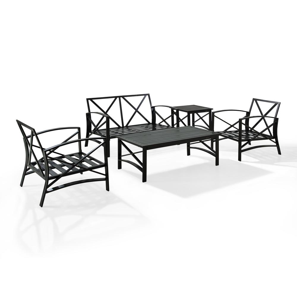 Kaplan 5Pc Outdoor Metal Conversation Set Mist/Oil Rubbed Bronze - Loveseat, Coffee Table, Side Table, & 2 Armchairs. Picture 8