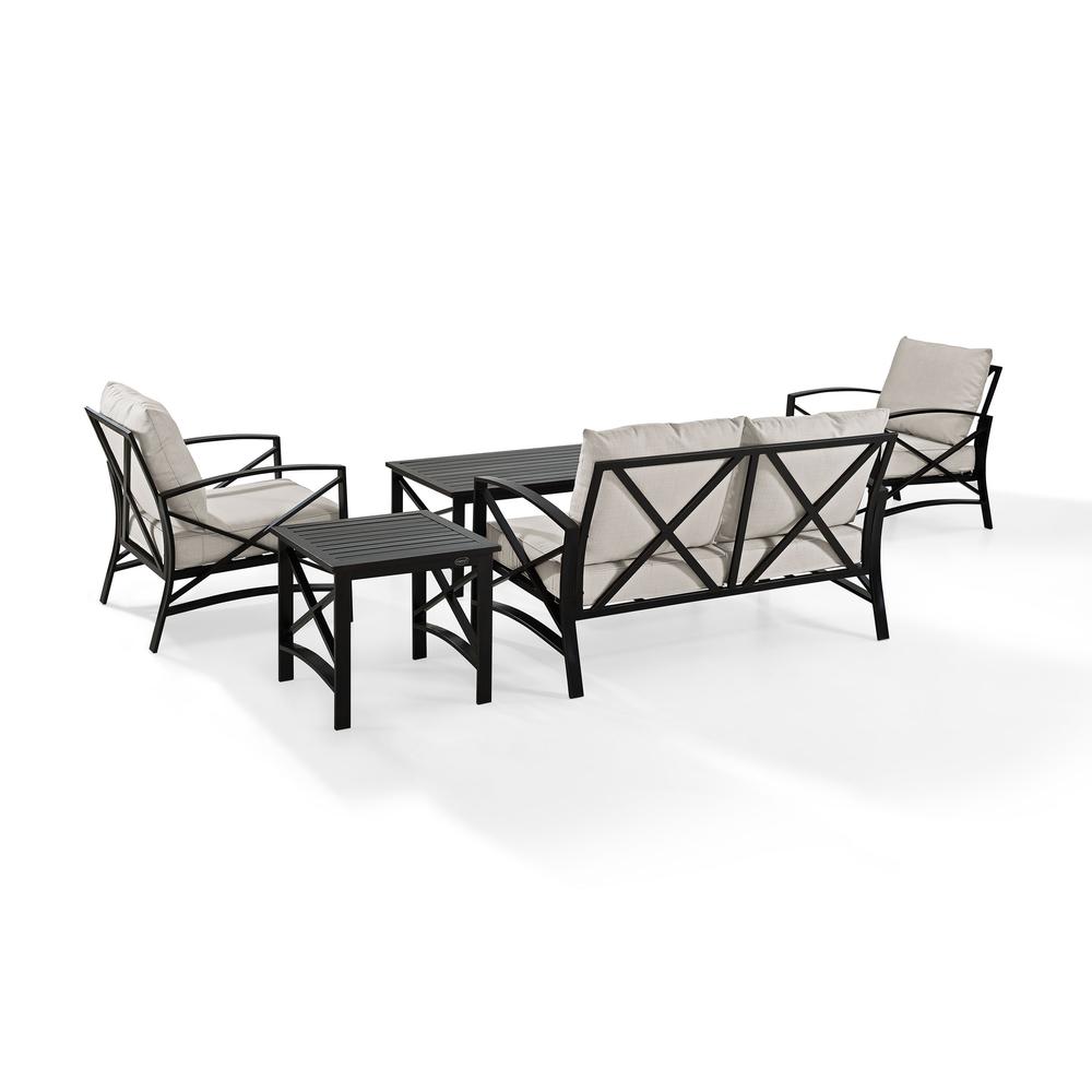 Kaplan 5Pc Outdoor Metal Conversation Set Oatmeal/Oil Rubbed Bronze - Loveseat, Coffee Table, Side Table, & 2 Armchairs. Picture 7