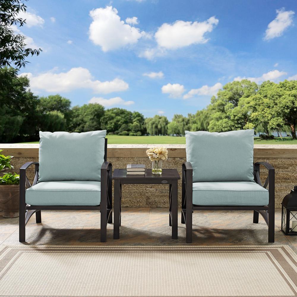 Kaplan 3Pc Outdoor Chat Set Mist/Oil Rubbed Bronze - 2 Chairs, Side Table. Picture 3