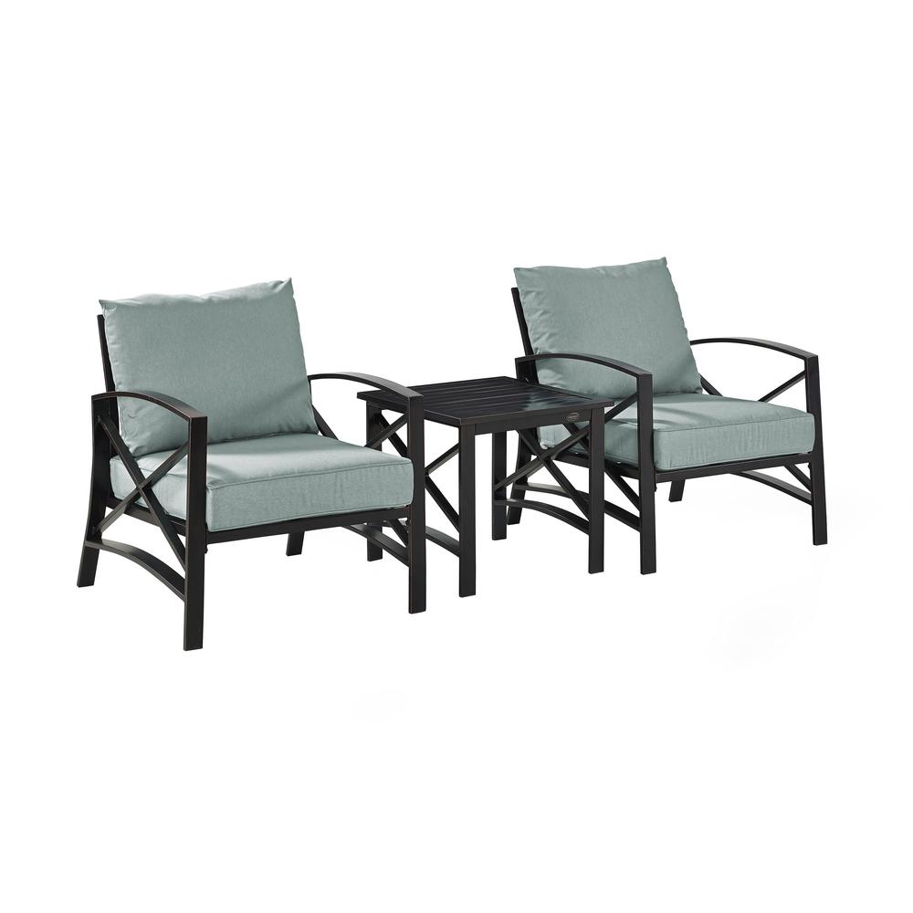 Kaplan 3Pc Outdoor Chat Set Mist/Oil Rubbed Bronze - 2 Chairs, Side Table. Picture 4