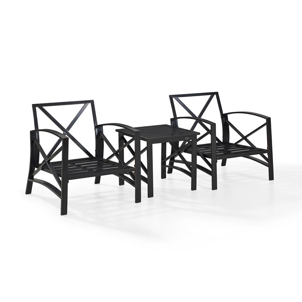 Kaplan 3Pc Outdoor Chat Set Mist/Oil Rubbed Bronze - 2 Chairs, Side Table. Picture 8