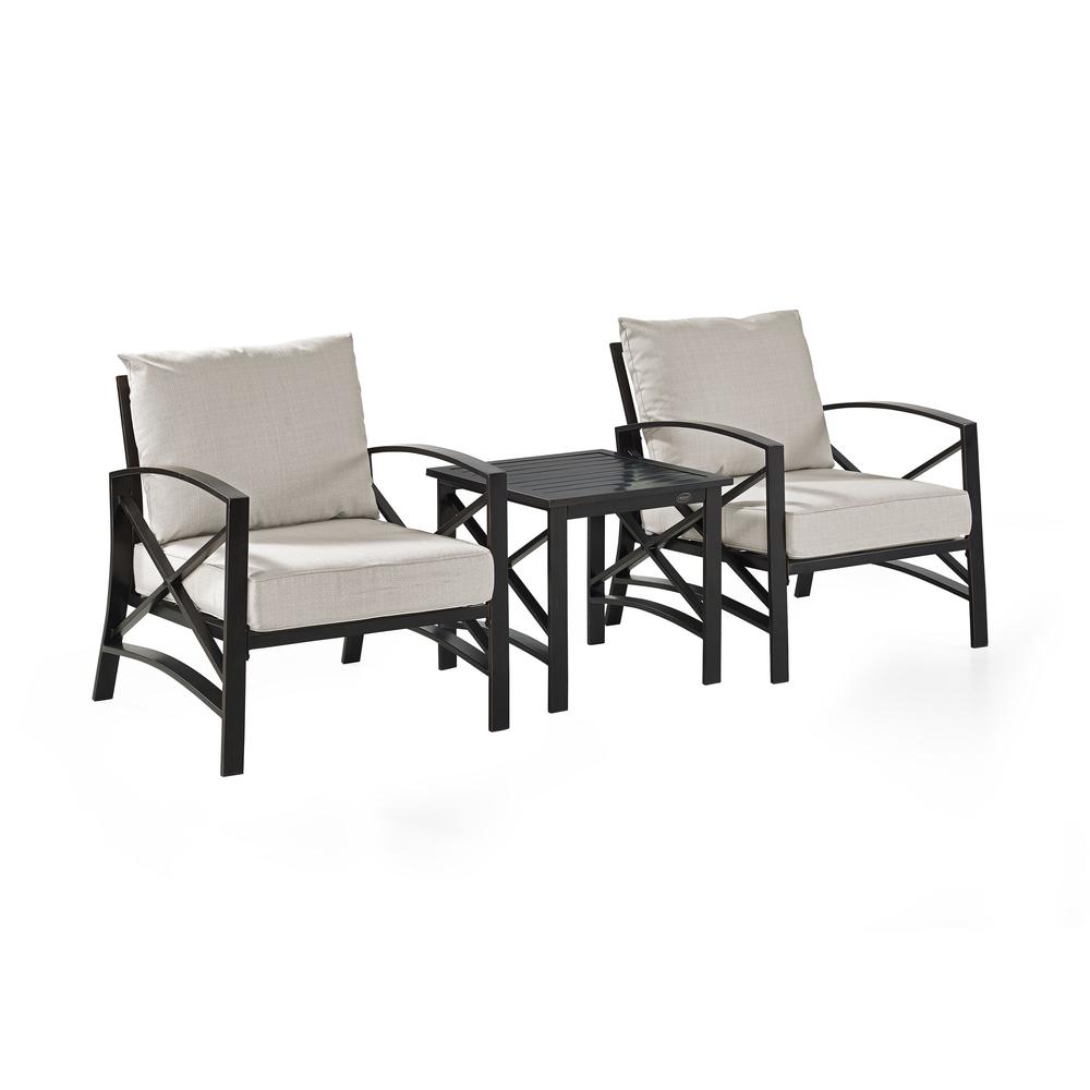 Kaplan 3Pc Outdoor Chat Set Oatmeal/Oil Rubbed Bronze - 2 Chairs, Side Table. Picture 4