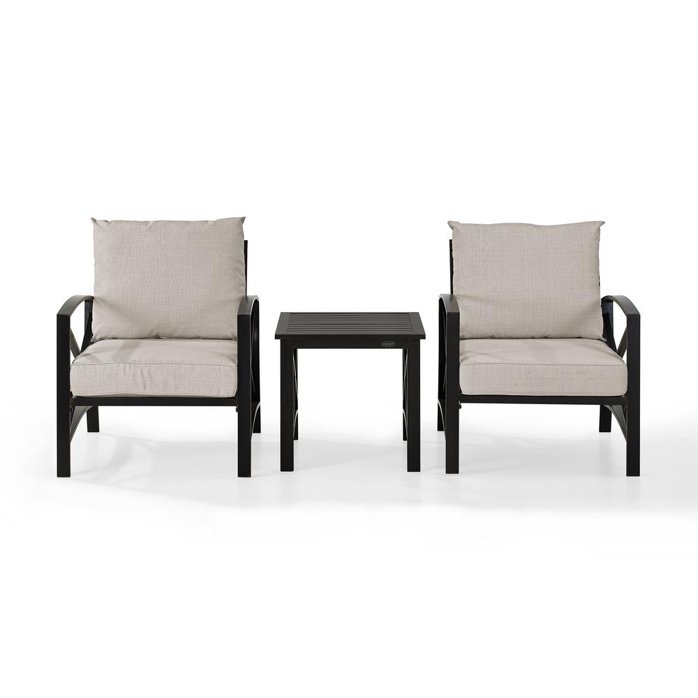Kaplan 3Pc Outdoor Metal Armchair Set Oatmeal/Oil Rubbed Bronze - Side Table & 2 Chairs. Picture 6