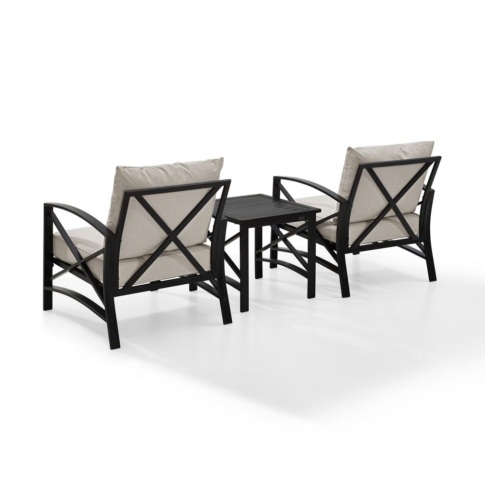 Kaplan 3Pc Outdoor Metal Armchair Set Oatmeal/Oil Rubbed Bronze - Side Table & 2 Chairs. Picture 7