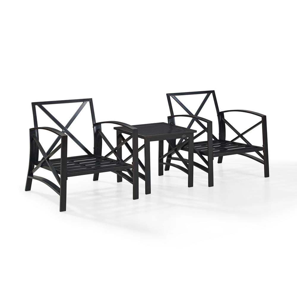 Kaplan 3Pc Outdoor Chat Set Oatmeal/Oil Rubbed Bronze - 2 Chairs, Side Table. Picture 8