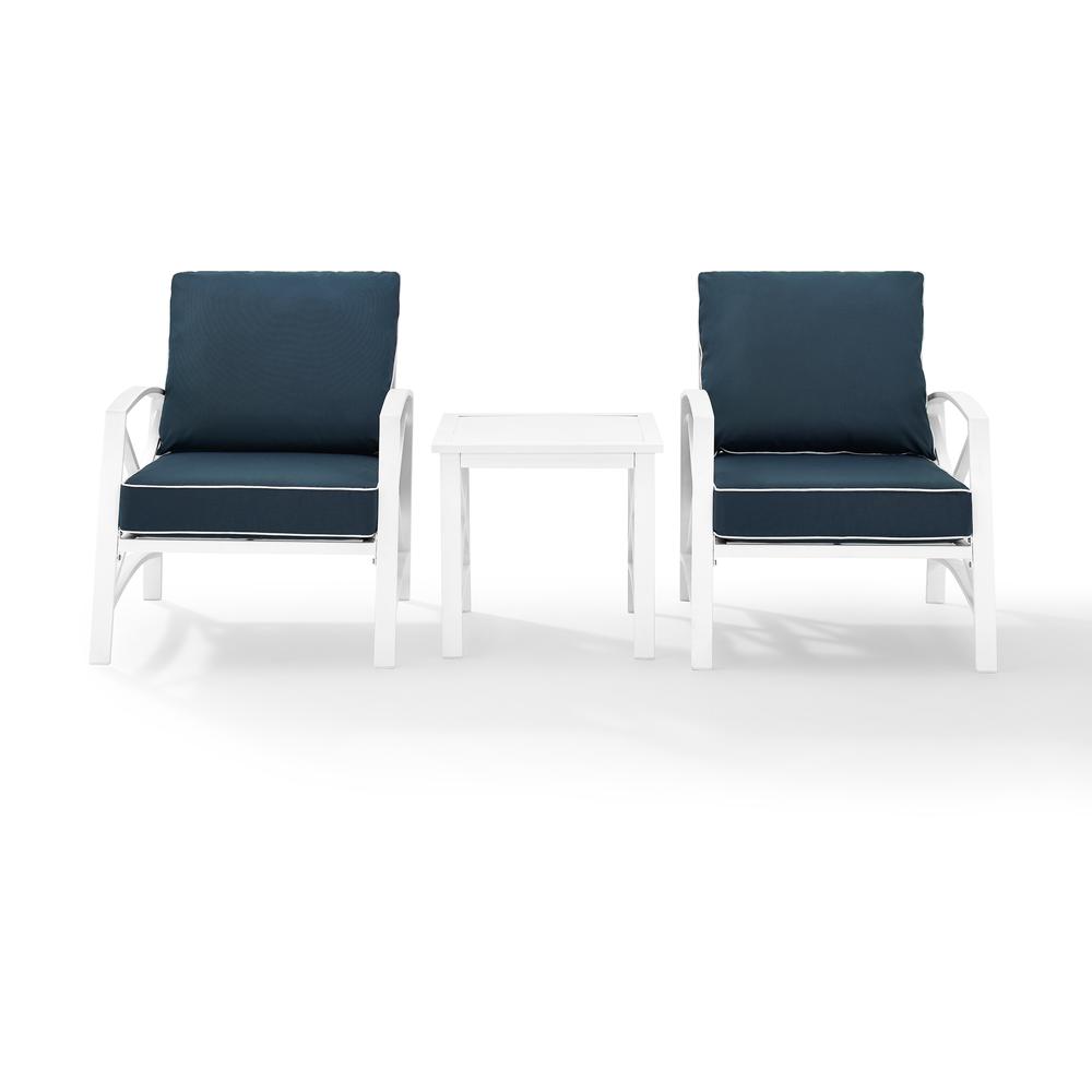 Kaplan 3Pc Outdoor Chat Set Navy/White - 2 Chairs, Side Table. The main picture.