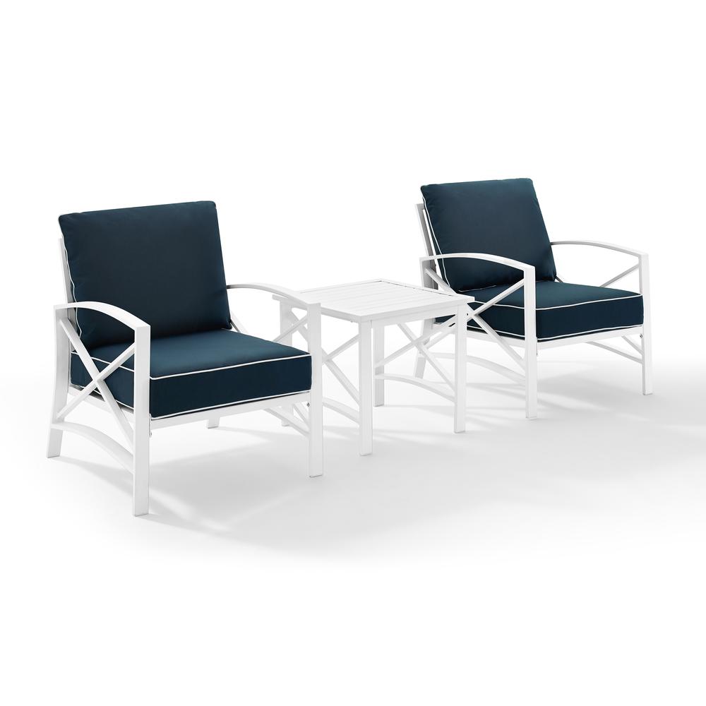 Kaplan 3Pc Outdoor Chat Set Navy/White - 2 Chairs, Side Table. Picture 6