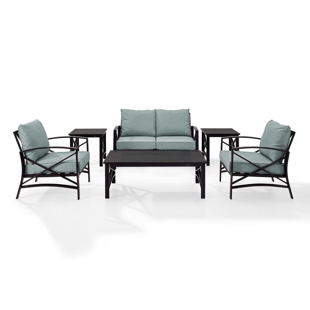 Kaplan 6Pc Outdoor Metal Conversation Set Mist/Oil Rubbed Bronze - Loveseat, Coffee Table, 2 Armchairs, & 2 Side Tables. Picture 6