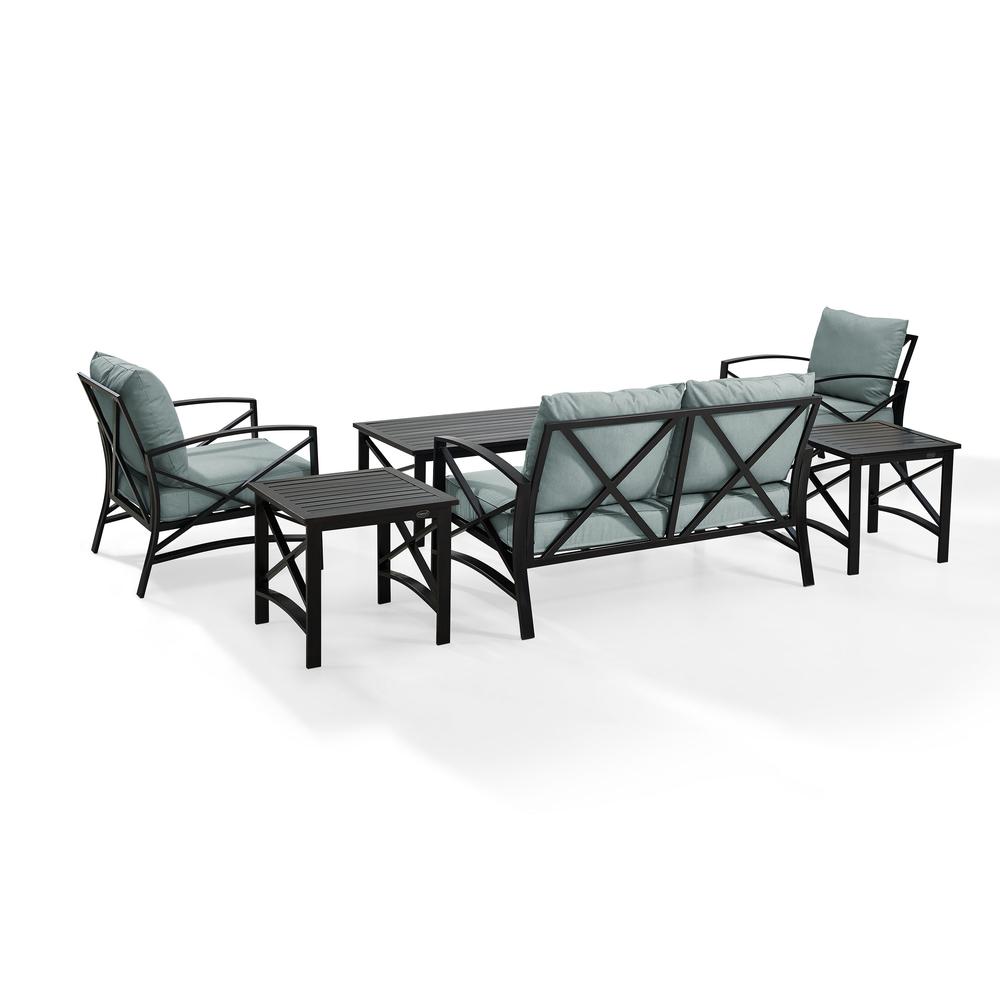 Kaplan 6Pc Outdoor Metal Conversation Set Mist/Oil Rubbed Bronze - Loveseat, Coffee Table, 2 Armchairs, & 2 Side Tables. Picture 7