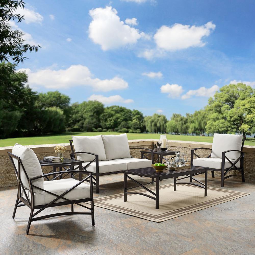 Kaplan 6Pc Outdoor Conversation Set Oatmeal/Oil Rubbed Bronze - Loveseat, 2 Chairs, 2 Side Tables, Coffee Table. Picture 2