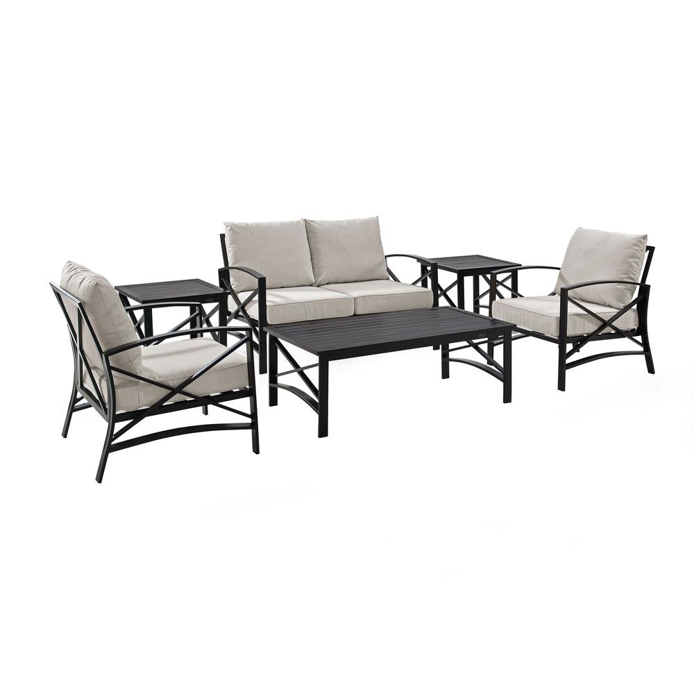 Kaplan 6Pc Outdoor Metal Conversation Set Oatmeal/Oil Rubbed Bronze - Loveseat, Coffee Table, 2 Armchairs, & 2 Side Tables. Picture 4