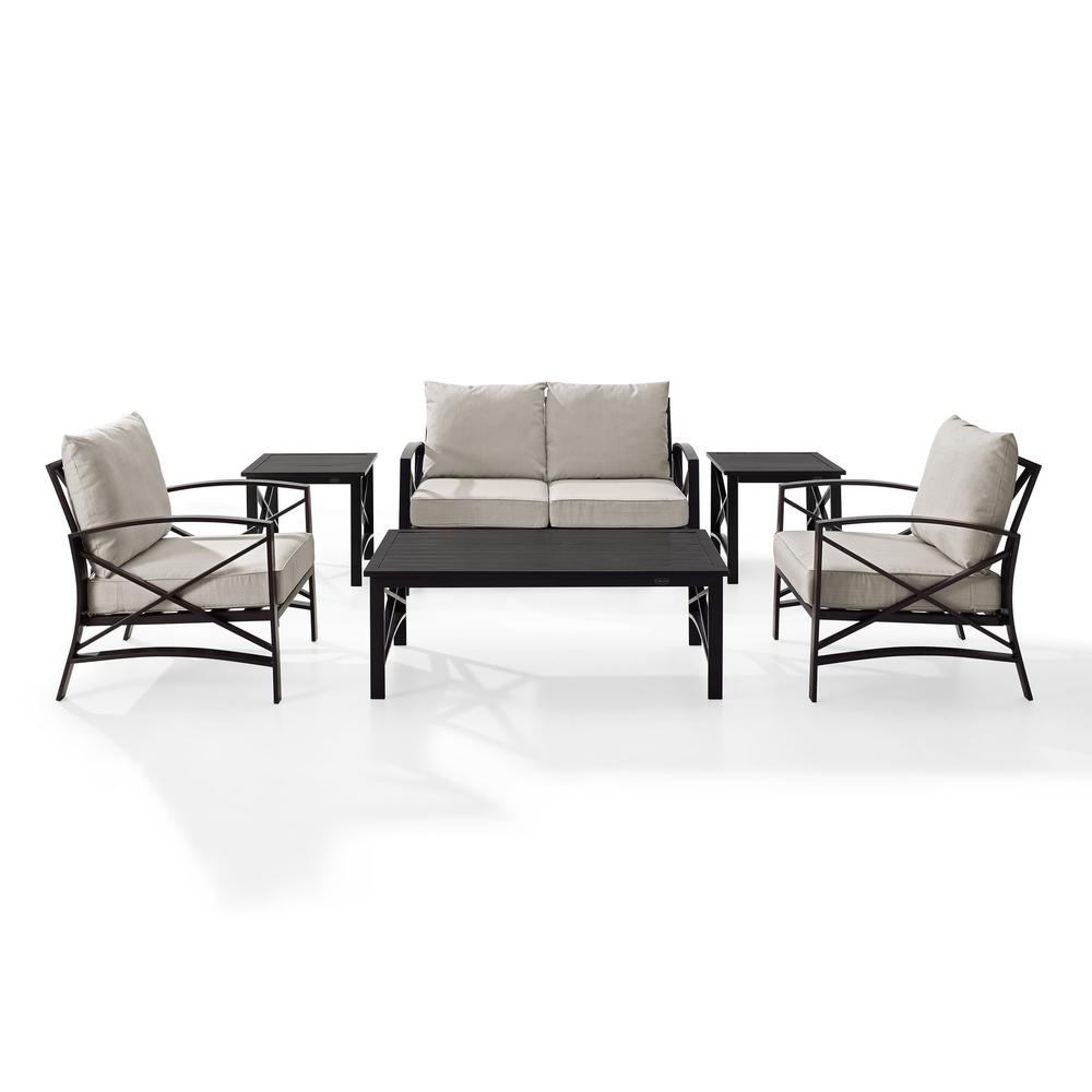 Kaplan 6Pc Outdoor Metal Conversation Set Oatmeal/Oil Rubbed Bronze - Loveseat, Coffee Table, 2 Armchairs, & 2 Side Tables. Picture 6