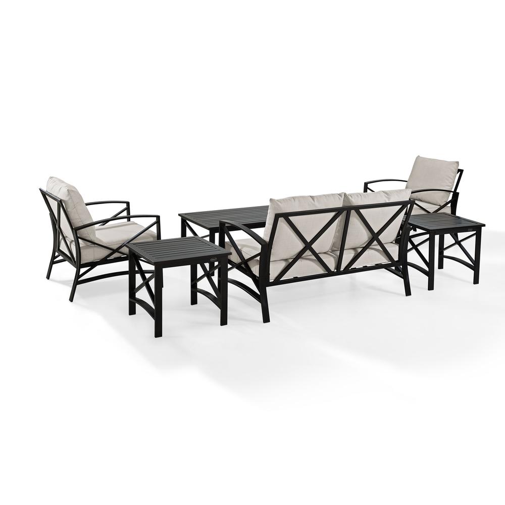Kaplan 6Pc Outdoor Metal Conversation Set Oatmeal/Oil Rubbed Bronze - Loveseat, Coffee Table, 2 Armchairs, & 2 Side Tables. Picture 7
