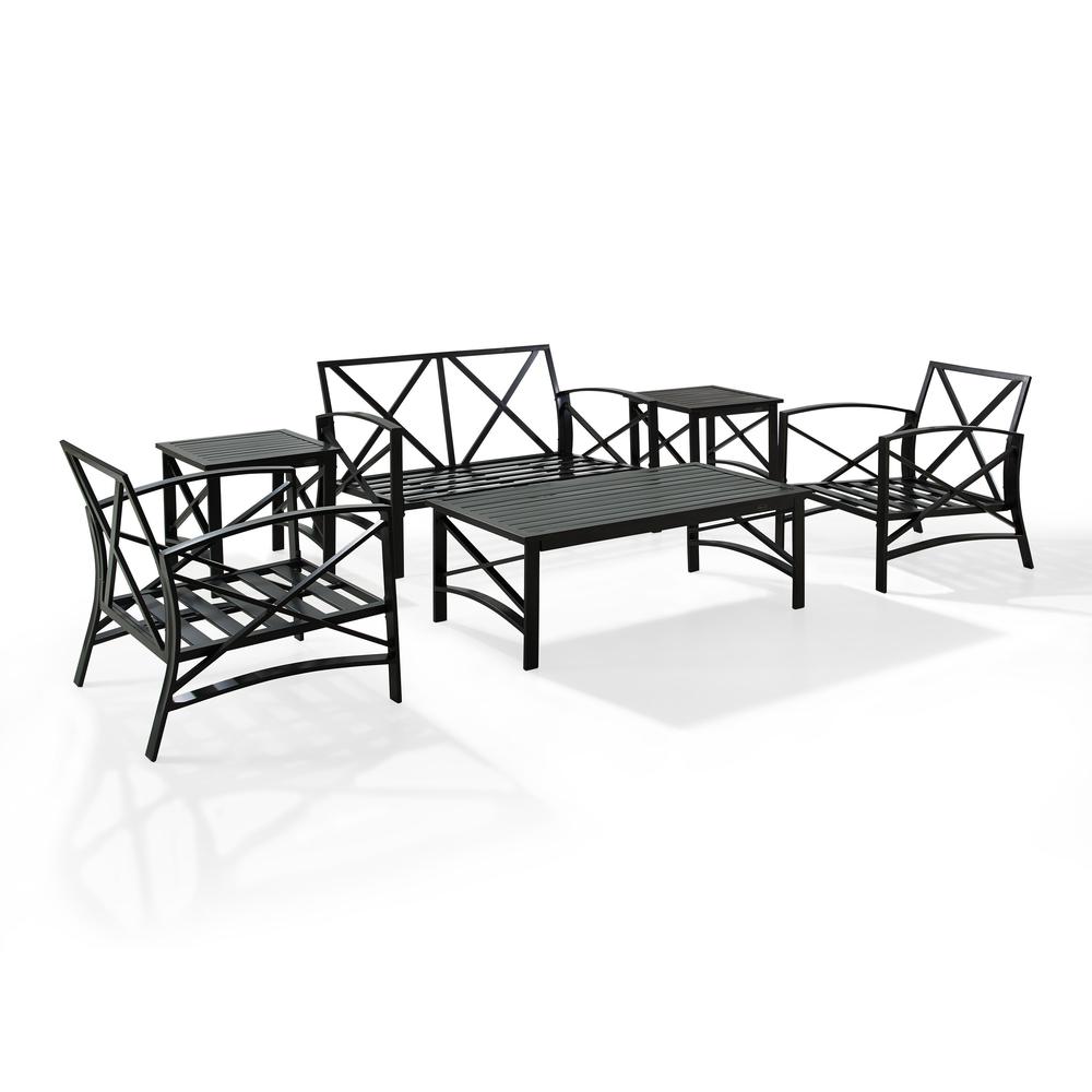Kaplan 6Pc Outdoor Metal Conversation Set Oatmeal/Oil Rubbed Bronze - Loveseat, Coffee Table, 2 Armchairs, & 2 Side Tables. Picture 8