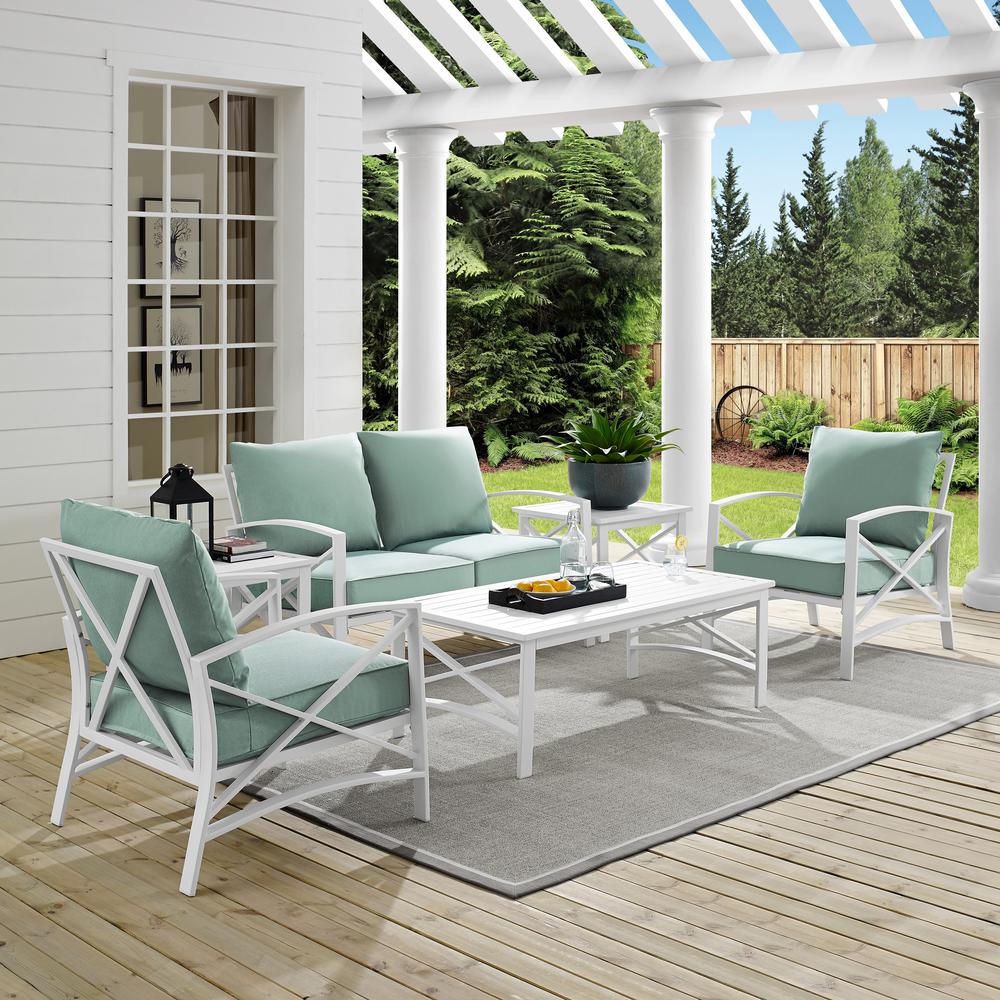 Kaplan 6Pc Outdoor Conversation Set Mist/White - Loveseat, 2 Chairs, 2 Side Tables, Coffee Table. Picture 2