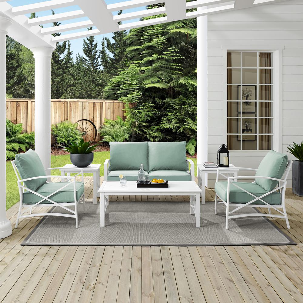 Kaplan 6Pc Outdoor Conversation Set Mist/White - Loveseat, 2 Chairs, 2 Side Tables, Coffee Table. Picture 3
