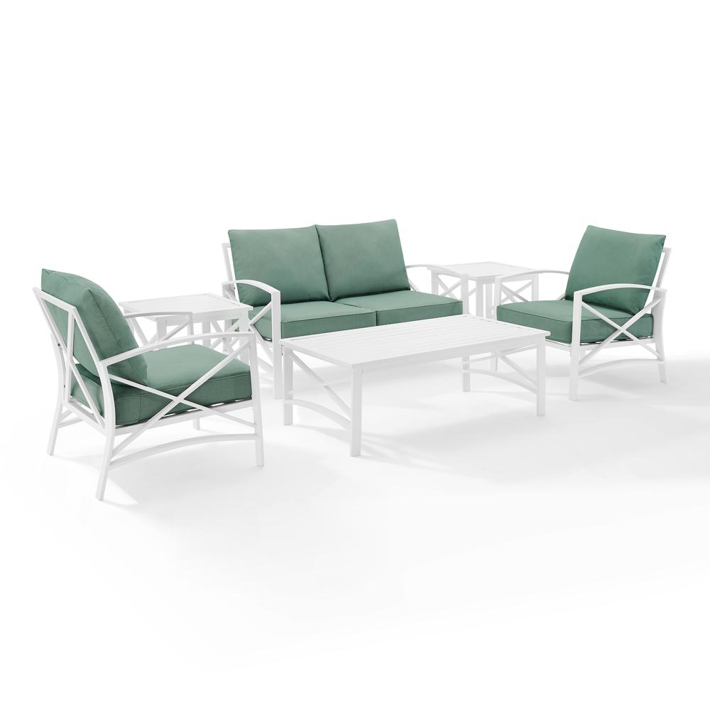 Kaplan 6Pc Outdoor Conversation Set Mist/White - Loveseat, 2 Chairs, 2 Side Tables, Coffee Table. Picture 5