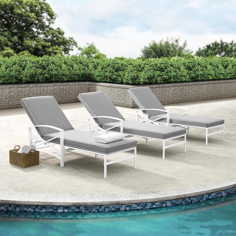 Kaplan Outdoor Metal Chaise Lounge Gray/White. Picture 2
