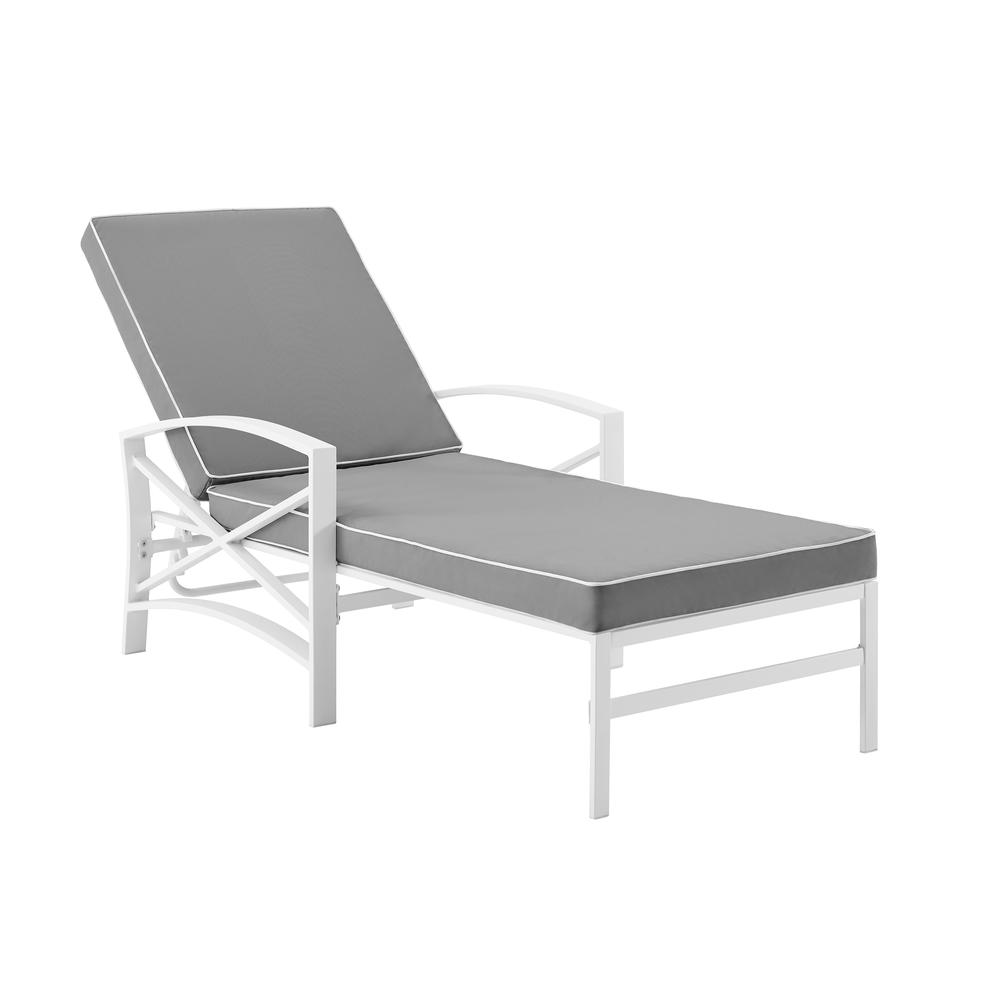 Kaplan Outdoor Metal Chaise Lounge Gray/White. Picture 5