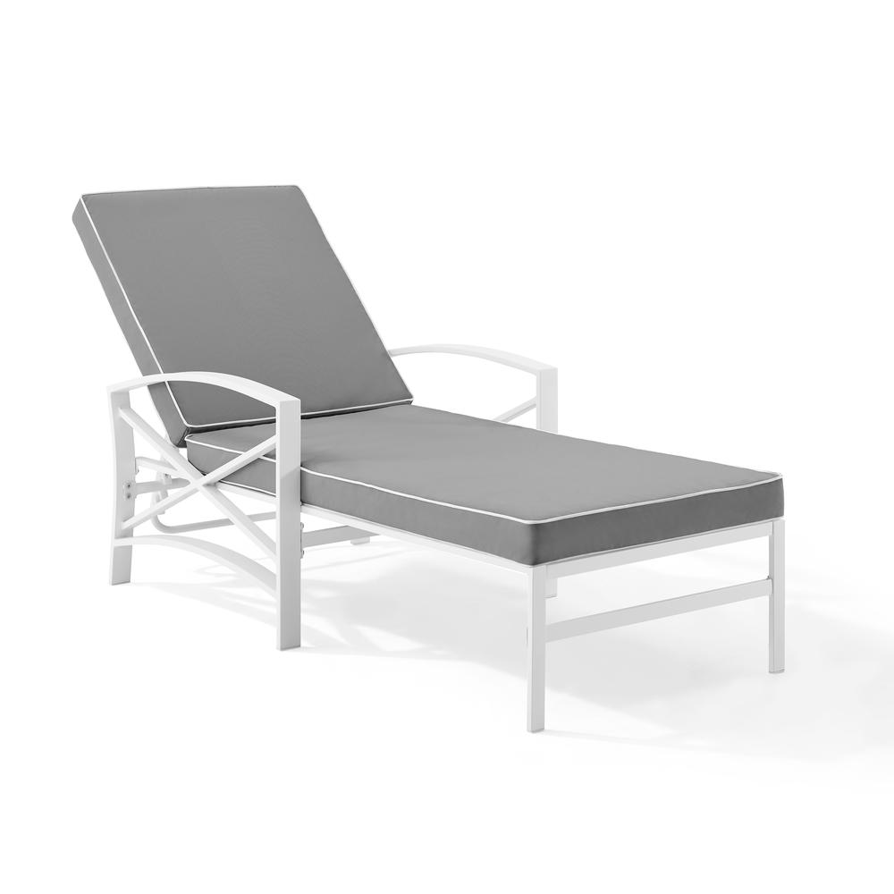 Kaplan Outdoor Metal Chaise Lounge Gray/White. Picture 1
