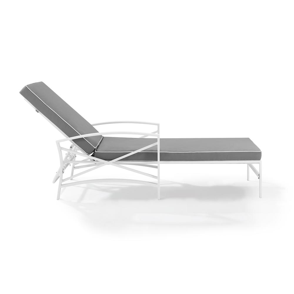 Kaplan Outdoor Metal Chaise Lounge Gray/White. Picture 7